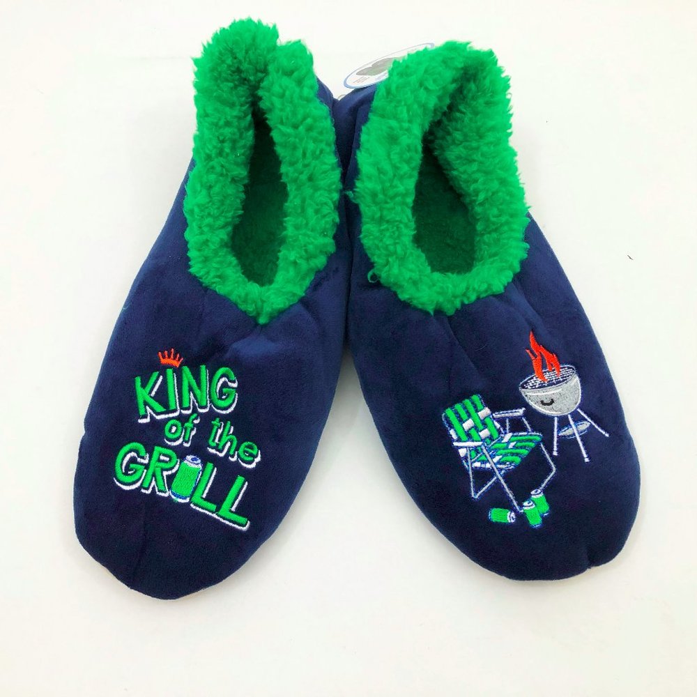 NWT Snoozies Men's Slippers King of the Grill Extra Large 13 Blue